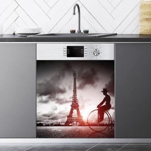 Sticker lave vaisselle Tour Eiffel romantique